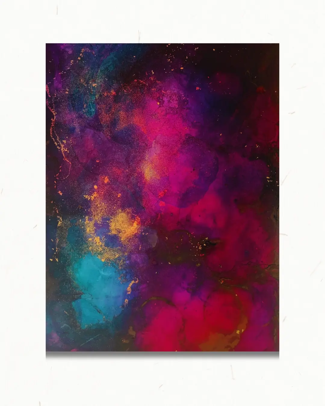 VHernandez Playlist — saturated magenta, teal, and gold alcohol ink blooms