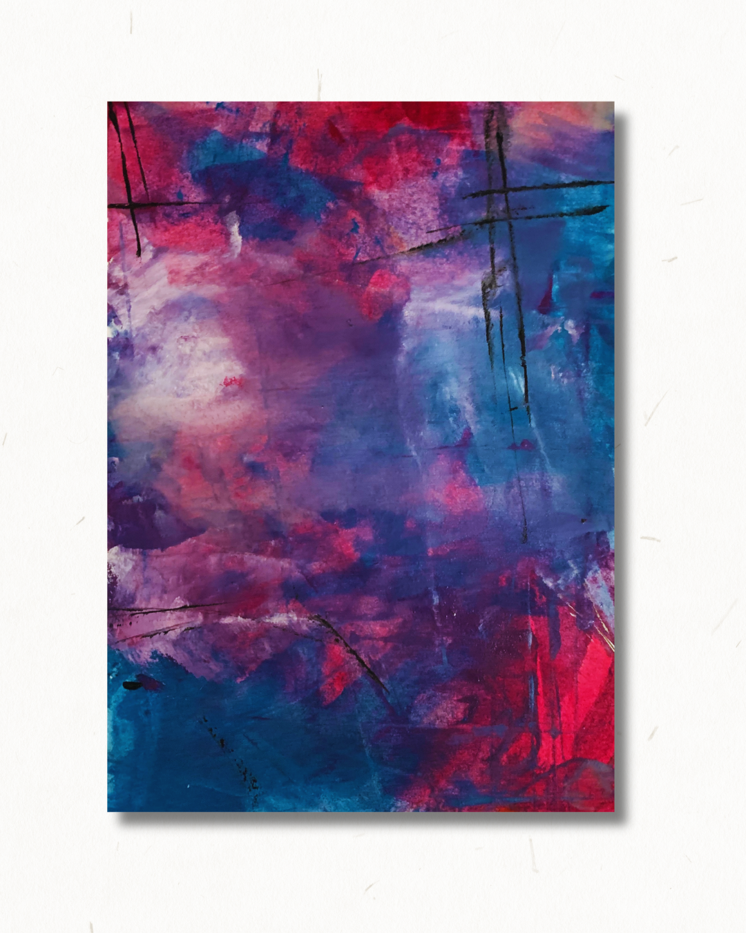 TBorland Playlist — bold red, blue, and violet watercolor with graphic black lines